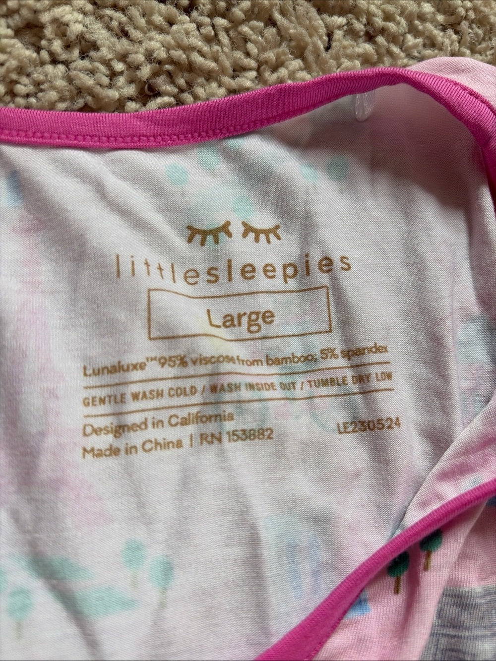 Little Sleepies Paris Pink Nightgown Women’s Size Large Bamboo Sleep Dress Soft - Picture 4 of 7